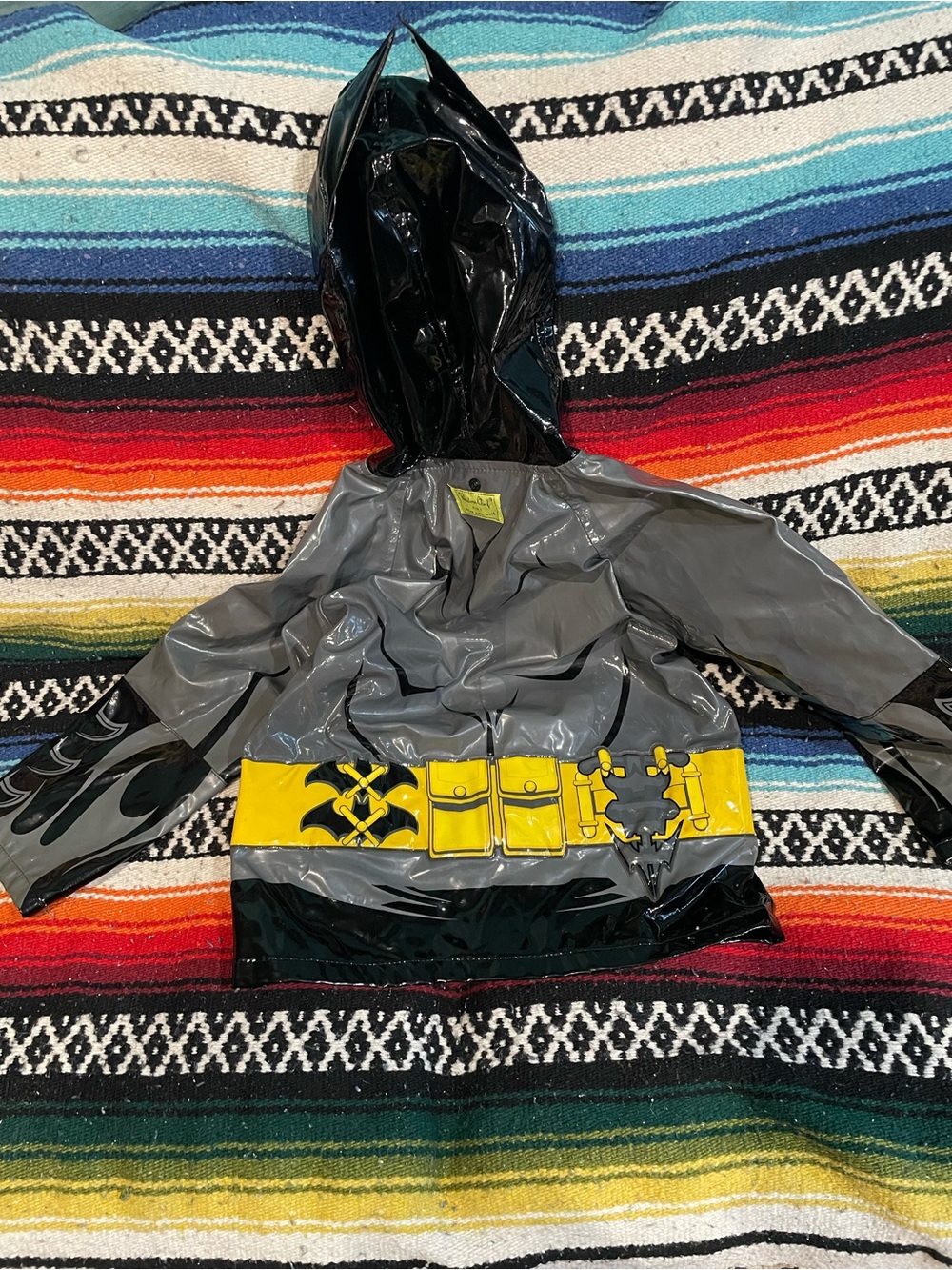 Western Chief Kids Batman Raincoat Jacket - Gray, Black & Yellow - Picture 4 of 5